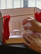 Placing the set in a scale model.